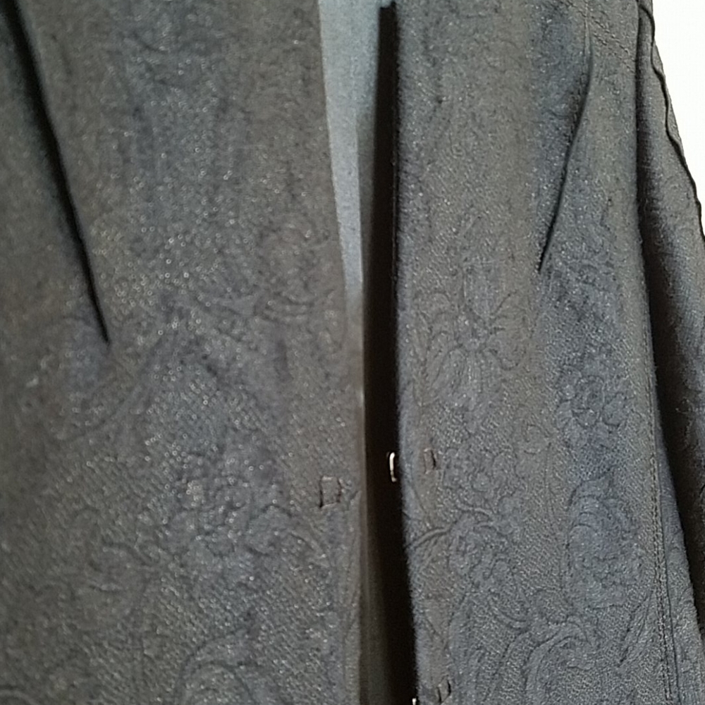 Long Black Brocade Structured Jacket - image 4